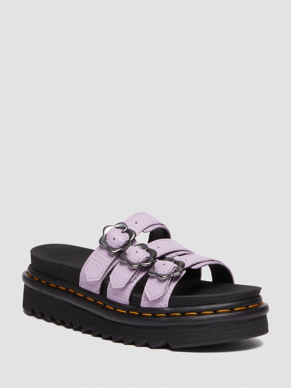 NEW Dr. Martens Blaire Flower Buckle Milled Nappa Slide Sandals in Lilac Sz 9 W - Picture 2 of 11